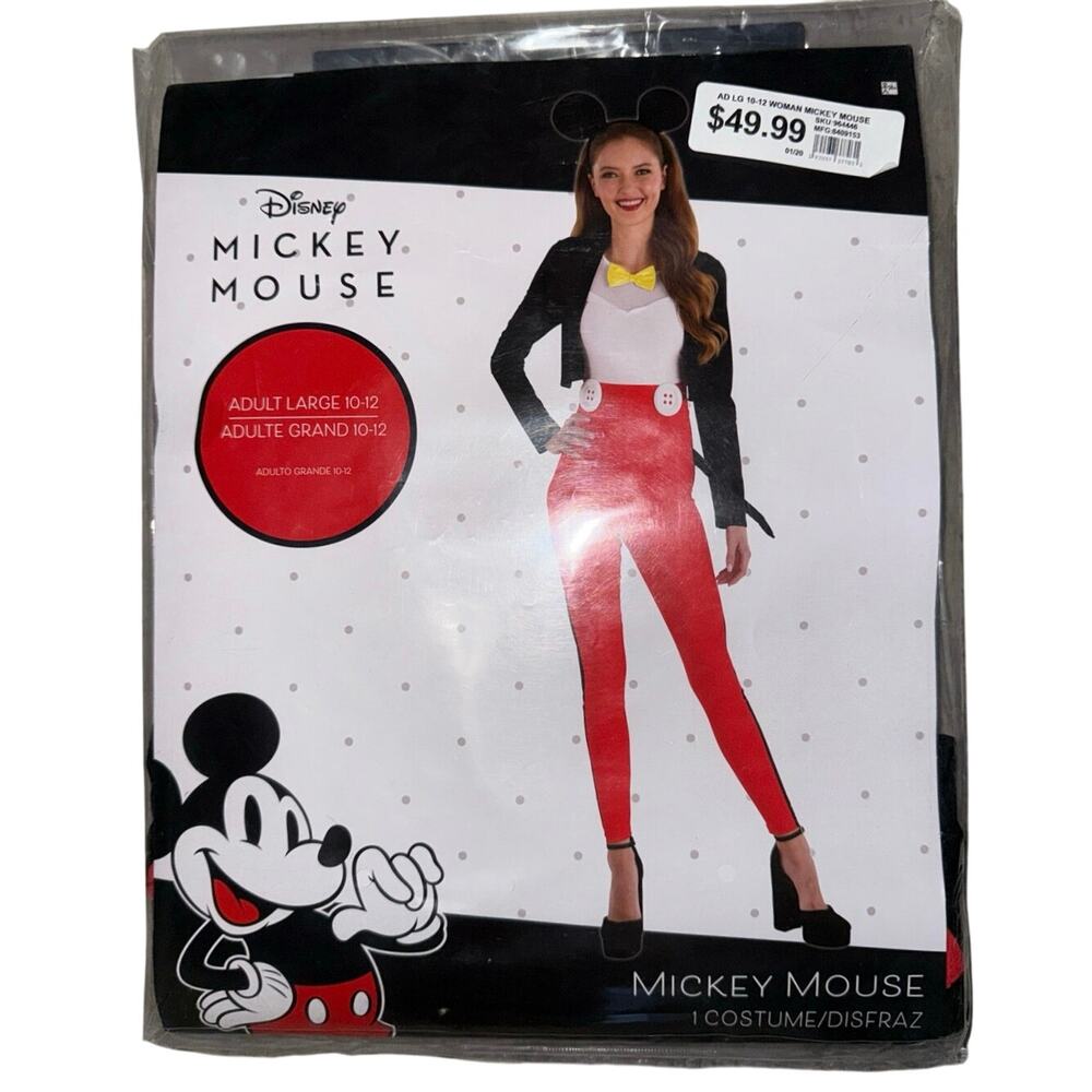 Disney's classic Mickey Mouse Costume Adult Women’s Large Catsuit Headband NWT